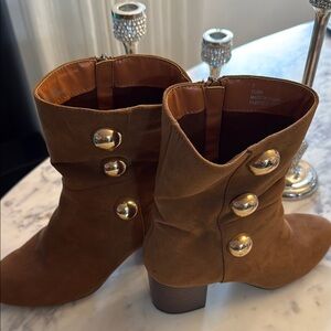 Brown Ankle Boots with Gold Accents